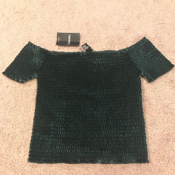 Forever 21 Emerald green off the shoulder top!! - Picture 2 of 5